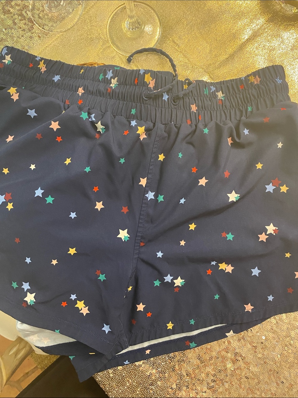 summersalt Navy Athletic Shorts with Multicolor Star Print